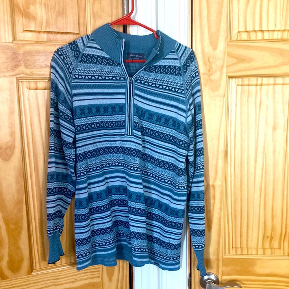 Eddie Bauer Fair Isle Quarter-Zip Sweater
